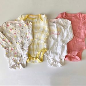 Set of 4 long-sleeves onesies 0-3m